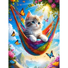 MH 보석십자수, 1개, 해먹 고양이 500*600mm