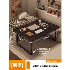 다기능 접이식 컴퓨터 책상 소형 테이블 보드 기숙사 만화 학습 간단한 가정용 게으른 사무실, 21 블랙-4870cm 정사각형