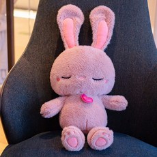 잠자는 아기 토끼 인형 잠꾸러기토끼 애착인형 롱이어 핑크 그레이, 핑크 토끼