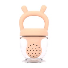 嬰幼兒食品級軟矽膠咬咬樂 水果蔬輔食器 牙膠磨牙棒 寶寶安撫奶嘴, 小兔咬咬樂 黃色, 1個