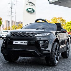 Land Rover 4륜 충전 자동차 원격 제어 어린이 장난감 전동카, 전기 구동, 피치 블랙 4WD 스윙 소프트 휠 가죽 시트