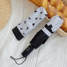 日系可愛貓熊傘黑色高顏值折疊雨傘女晴雨兩用防曬防紫外線遮陽傘