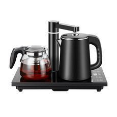 亞聯 智能觸控茶吧機，旋轉龍頭設計，雙層防燙燒水壺，居家泡茶, 1個, 1L, 20*37茶桌嵌入臺式手動旋轉龍頭黑色包膠壺:1個