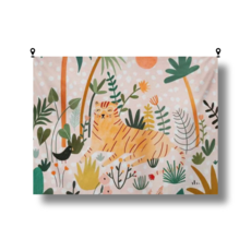 해룸 대형 패브릭 포스터 두꺼비집 가리개 페브릭 태피스트리 가림천 아트 행잉 초대형, 58.숲속의 호랑이