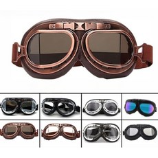 오토바이 레트로 방풍 고글 헬멧 라이딩 고글 김서림방지 야외용, 1개, H_할리 실버 프레임 연기색 렌즈 코너