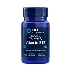 LIFE EXTENSION Bio活性葉酸&維他命B12膠囊, 90顆, 1罐