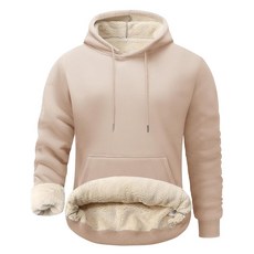 Flygo 남성용 캐주얼 플리스 셰르파 안감 후드 겨울 따뜻한 풀오버 후드 스웨트셔츠 낙타