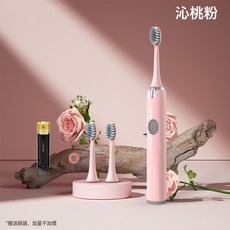 DFMEI 電動牙刷成人軟毛充電式男女學生聲波牙刷情侶套裝軟毛牙刷, 1個, 如圖, 粉色【電池款】單檔  3刷頭