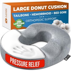 STARS UNITED 쿠션 COCCYX 치질 대형 U2013 꼬리뼈 도넛 베개 전립선, Gray Cotton, Large