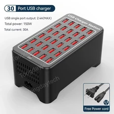 300W 범용 멀티 USB 충전기 스테이션 60 포트 iPad iPhone 11 12 13 Pro Max 삼성 태블릿 고속 Carregador, 01 150W 30 Port, 01 UK Plug