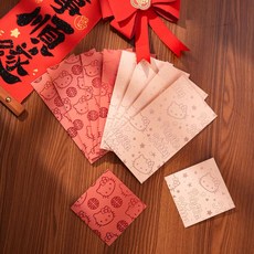 新年好物 紅包燙金可愛kitty 創意少女春節2026新年過年壓歲利是封個性喜慶, 1個, 短款,淺粉色（60個裝）