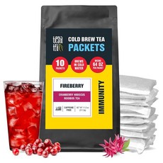 Tiesta Tea - Fireberry 콜드 브루 루즈 리프 크랜베리 히비스커스 루이보스 티 프리미엄 무카페인 블렌드 콜드 브루 패킷 백당 1.9L(64온스) (10, 파이어베리