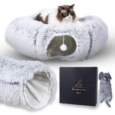 실내 고양이를 위한 고양이 터널 침대 프리미엄 소프트 패브릭 내부 업그레이드된 소재 대형 도넛 터널 동굴 및 은신처 새끼 고양이용 장난감 번들 183433