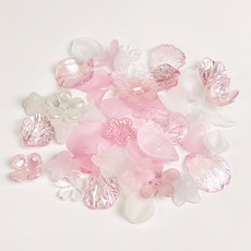 플라워 비즈 스쿱 식물 꽃 파츠 악세사리 만들기 공예 재료, A4848. 꽃잎 믹스 핑크, 1세트