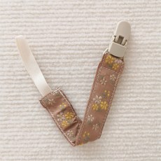 ins寶寶安撫奶嘴夾 牙膠 小雛菊 蕾絲 櫸木 防掉鏈 奶嘴鏈, B7民族風黃花朵-塑膠奶嘴夹, 1個