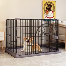강아지 우리 견용 펜스 펫 케이지 지붕 포함 75cmx50cmx44cm 펜스 소형견 중형견 반려동물용품 접이식 간단 조립 실내외 겸용, 1, 회색
