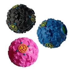 狗狗玩具 怪叫漏食球 耐咬潔牙球 寵物益智玩具 互動餵食玩具, 黑色, 1個