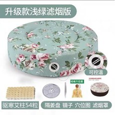 【】艾灸蒲團坐墊坐灸儀美容院熏蒸儀器艾灸盒隨身灸家用臀部艾炙器具 8HJZ, 大號控溫款清新綠+驅寒54艾柱五件套, 1個
