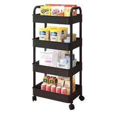 Tiger Pavilion 다기능 수납 트롤리, 블랙, 4단, 1개