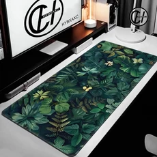 숲게이밍 마우스 패드 빈티지 꽃 녹색 잎 미적 대형 책상 매트 자연 영감, 10 600x300x2mm, 06 BLACK-5