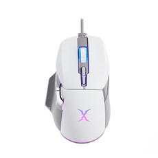 【FOXXRAY】FXR-BM-88 彩光星艦 電競滑鼠 人體工學 7200DPI 編織線 音樂同步光, 白色, FXR-BM-88