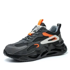 봄여름 작업 안전 신발 남성 강철 발가락 건설 부츠 보호 통기성 운동화, 08 43, 02 Black