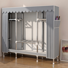 시스슈 조립식 3단 이동식 행거 시스템 강화 철제 프레임 | 대용량 하단 수납공간 & 먼지방지 커튼 장착, 회색