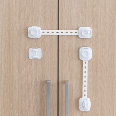 아기안전 3중잠금 밴드형 다이얼 서랍잠금클립, 화이트, 5개