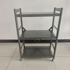 廚房微波爐置物架 加粗多功能雙層家用檯面烤箱電飯煲收納架, 可摺疊三層30長槍灰色, 灰色, 三層, 30長槍