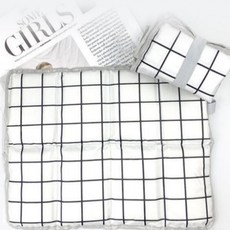 휴대용 간이 접이식 체크 방석 야외 여행용, 블랙