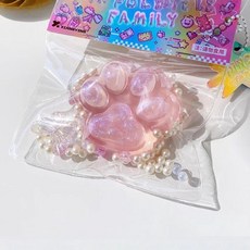亮燈貓爪捏捏樂 解壓玩具 超軟泥感食玩 減壓玩具, 7*7水晶貓爪【粉晶】加大加厚, 1個