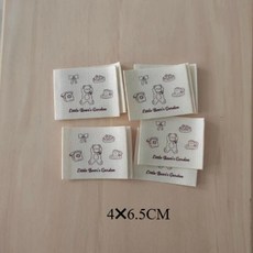 곰 패턴 접이식 의류 라벨 워시 케어 태그 인쇄 직물 봉제 준비, 1개, 12. E 10pcs