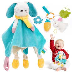 하할랜드 베이비 러비 담요 티더가 달린 및 앤 푹신한 놀이용 래틀 남아 크리스마스 포옹 세트 감각 크링클 여아 용 장난감 0-3-6-12개월