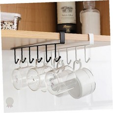 주방 찬장 문틈 걸이 유리컵 머그컵 보관 정리 선반 싱크대 주방용품 수납 도구, 1개, 블랙