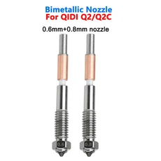 QIDI Q2/Q2C용 노즐 바이메탈릭 핫엔드 0.2/0.4/0.6/0.8mm 빠른 제거 세라믹 절연 통합 3D 프린터 부품, 10 nozzle 0.6 0.8