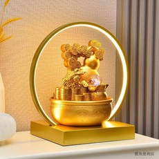 桌面流水擺件 風水循環聚寶盆 招財金蟾葫蘆造型, 2-1-9-2-金蟾葫蘆擺件（招財）,【大號-燈圈款40*26*41】爆款推薦