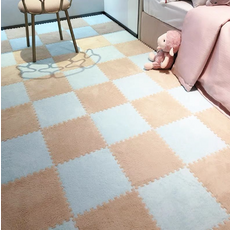 寶寶安全爬行墊 拼接地墊 兒童遊戲墊 防滑軟墊，居家安全防護必備，舒適安全，多種顏色可選, 白色+杏色, 30個