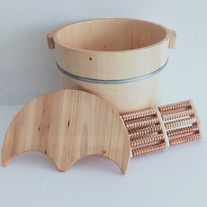 가정용 향기로운 히노끼 편백나무 발 족욕통 족욕기, 소나무 30CM 나무통 뚜껑 마사지 휠, 1개, 상세페이지 참고