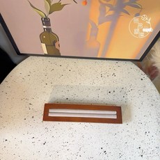 精井 古典胡桃色木質飾品展示盤 軟麻布戒指耳環收納架 珠寶陳列托盤, 古典1條（16*3.5*2cm）