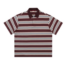 復古撞色條紋Polo衫 短袖翻領休閒上衣