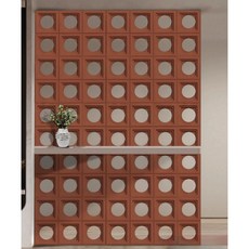 컬러 블럭 시멘트 pu 벽돌 정사각 원형 외벽재료 욕실타일 인테리어 몰탈, 브릭 레드, 600 x 600 단면 2cm 원형