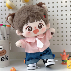 티니숲속 아이돌 인형옷 20cm 솜인형 의상 세트 칼라 셔츠 데님 바지 운동화 소품 4종, 1개, 핑크