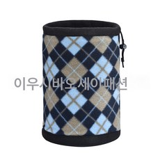 추동 아웃도어 아가일 체크 이중 플리스 라이딩 목도리 방풍 보온 멀티 플리스 풀오버 머플러, 푸른 색, 가로 25'm 높이 30'