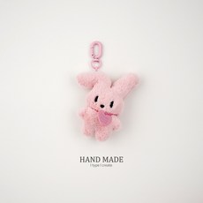 보들보들 토끼 인형 키링 핸드메이드 토끼키링 가방 키홀더, 베이비핑크, 1개