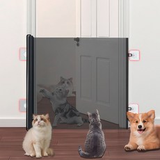 펫블리스 무타공 슬라이드 반려동물 안전문 펜스 울타리 메쉬 가림막, 1개, 블랙