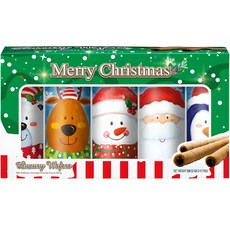 Kjeldsens 豪華威化捲心酥聖誕禮盒 綠色, 巧克力威化餅 3入+香草威化餅 2入, 1組