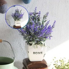 쌍문상회 조화장식 조화화분 2컬러 변경 미니화분 뉴 가렌더 디자인 장식조화화분 라벤더 장식화분 화분 리스 도자기 40872EA, 블루퍼플
