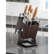 회전식 칼꽂이 주방 칼 정리장공간 절약 주방용품 쉽게 설치 칼 거치대, 1개, 나무 무늬