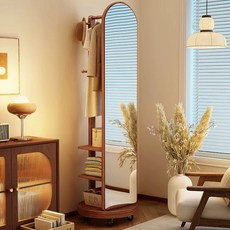 그레이리빙 360도 회전 행거 수납 옷걸이 스탠드형 전신거울 원목 원목색, M. 월넛 핑크 특대형 50x50x172x형