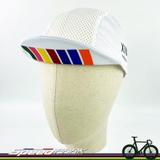 SpeedPark 彩虹線條 自行車小帽 親膚 透氣 吸汗 快乾 小布帽 白色, 1個